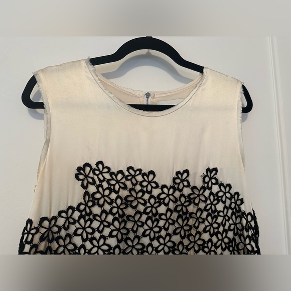 3.1 Phillip Lim cream and navy silk mini dress with black floral overlay- size 8 - Picture 11 of 12